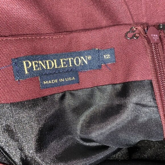 Pendleton Straight Buis A-line Women's Skirt 100%Virgin Wool Maroon/Purple Sz 12 - Picture 6 of 9